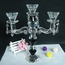 suporte de vela de cristal claro decorativo do casamento por atacado do casamento da igreja